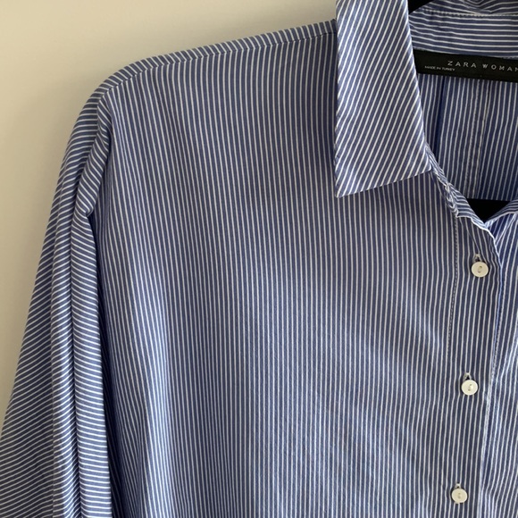 Zara - Pinstriped Button Down w/ darling hem - Picture 2 of 3